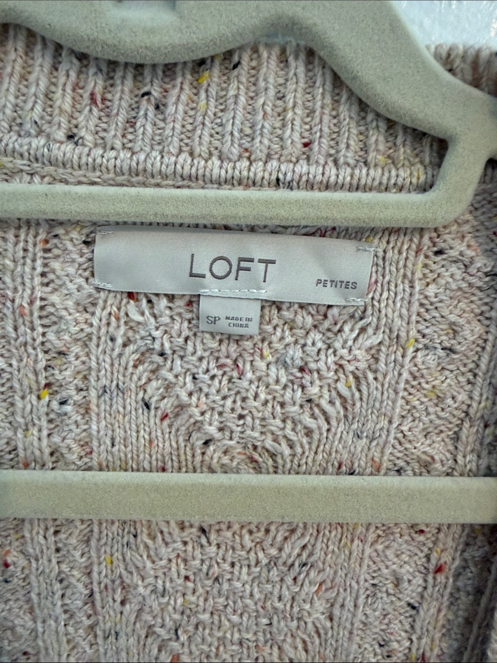 LOFT Speckled Cream Cable-Knit Button Cardigan - Picture 2 of 4